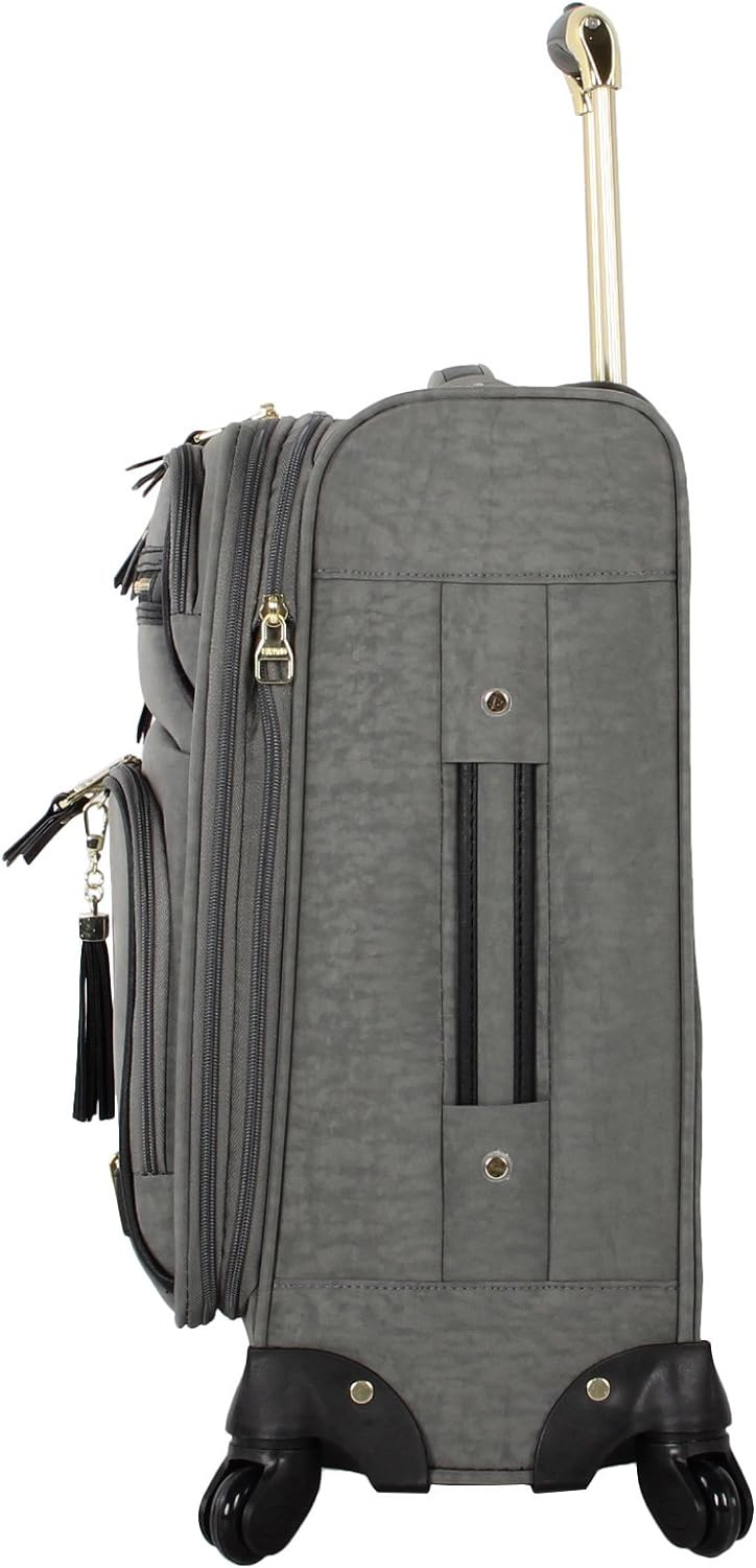 Steve Madden Designer 20 Inch Luggage Collection - Lightweight Softside Expandable Suitcase for Men & Women - Durable Carry On Bag with 4-Rolling Spinner Wheels (Legends Turquoise) - Image 2
